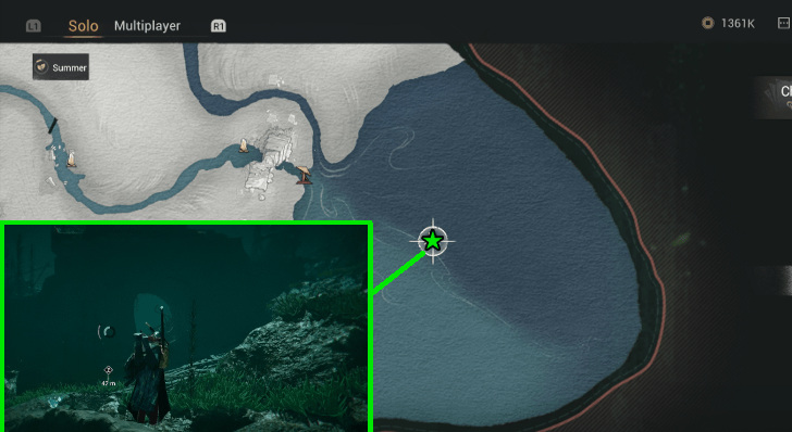 Dive to the submerged stone arch southeast of the shoreline ruins.