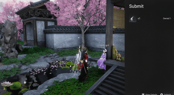 Give the pendant to Xiaopan beside the pond.