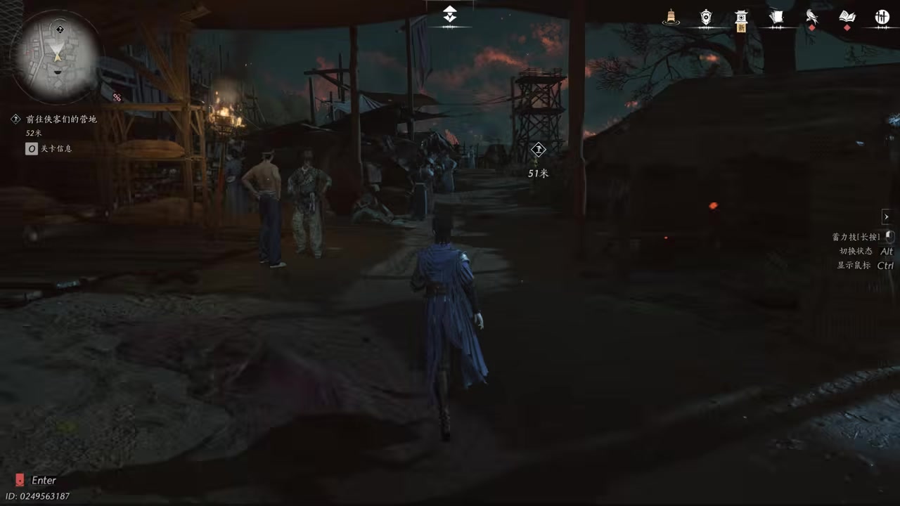 The route through the camp toward the heroes' gathering