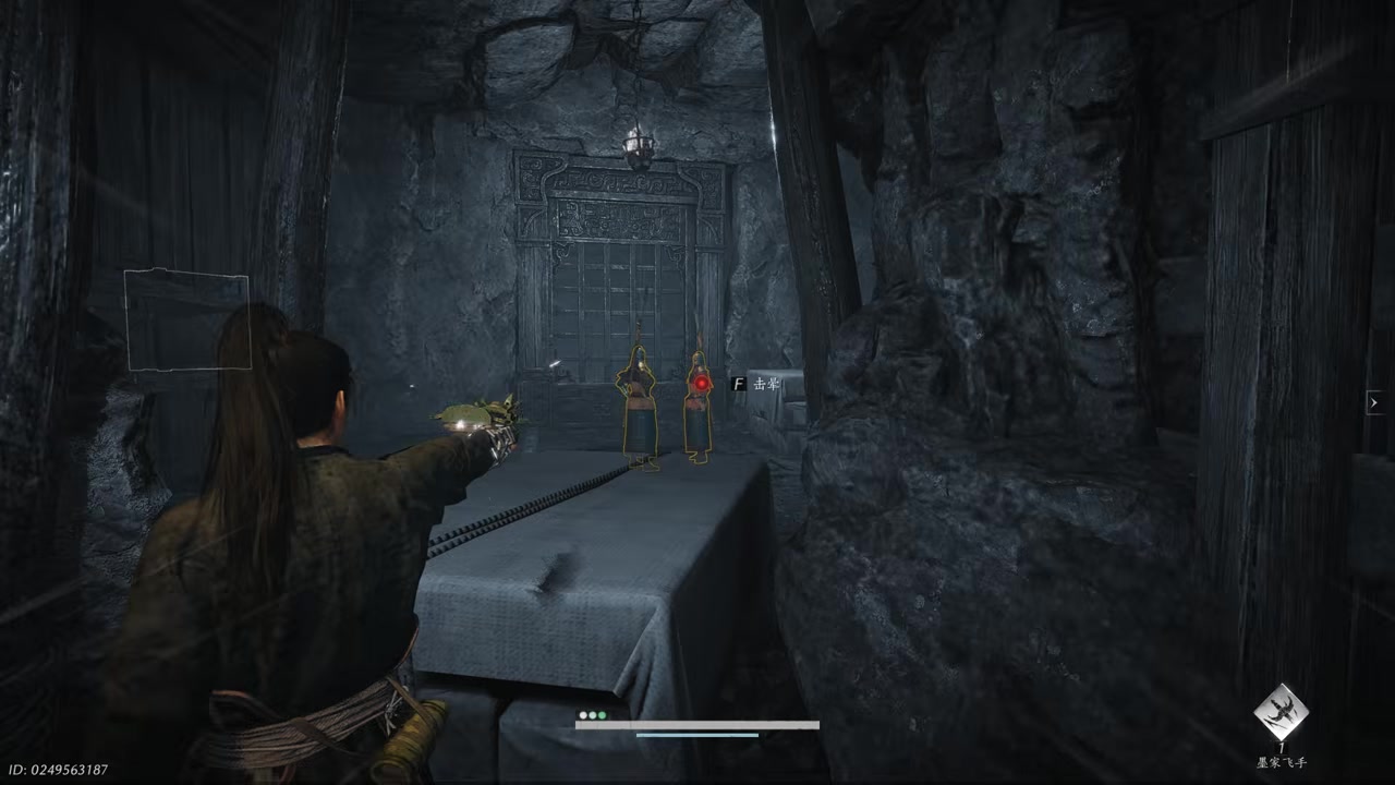 Aim the gauntlet over the covered stack to target the guards ahead